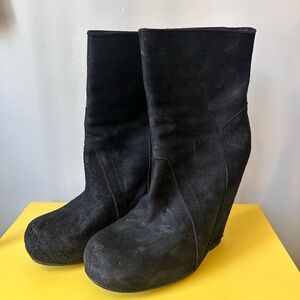 Rick Owens Suede Wedge Boots